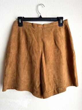 Faux Suede Bermuda Shorts in Tan